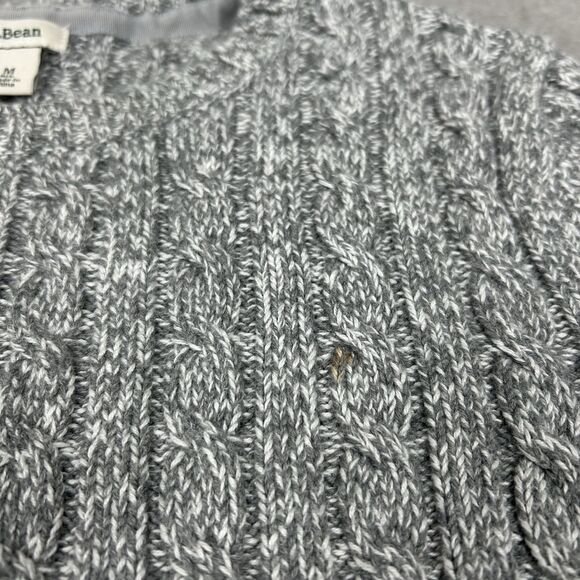 Vintage L.L. Bean Sweater Womens Medium Chunky Cable Knit Pullover Grey LL Slim - Picture 6 of 10